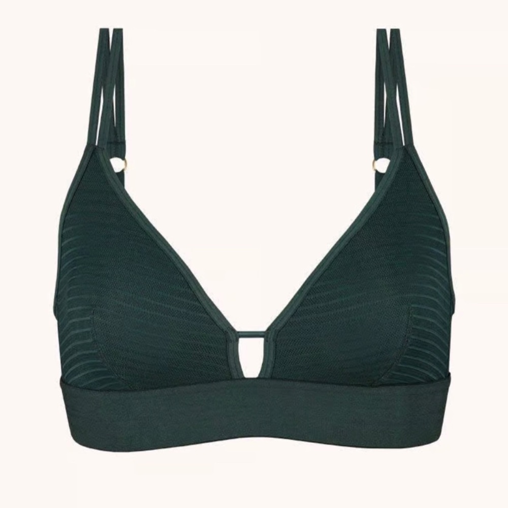 Lively The Stripe Mesh Bralette in Emerald